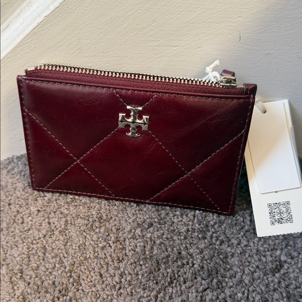 Tory Burch Quilted Zip Card Case - Wine